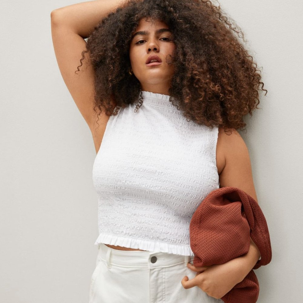 NEW! Everlane Smocked White Tank Top Size M